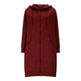thumbnail image 5 of Women Plus Size Solid Color Zip Up Hoodies Long Sleeve Tunic Sweatshirt Long Hoodie Jacket with Pockets Drawstring Hood Long Winter W arm Coats for Women Soft Hoodies Athletic Jacket, 5 of 9