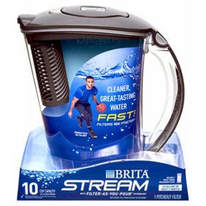 Brita Stream Filter Pitcher, Carbon Gray, 10-Cup 1 Pack