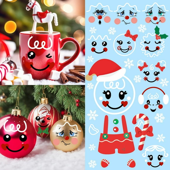 Pegatinas faciales navideñas de pan de jengibre para decoración, 27 unidades, de Easma