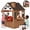 Natural Wood Color+White, variant on Auarte Outdoor Playhouse for Kids Ages 3 , Wooden Play House with BBQ Grill, Pizza Oven, Pretend Food, Cash Register, Doorbell, Toy Phone, Blackboards