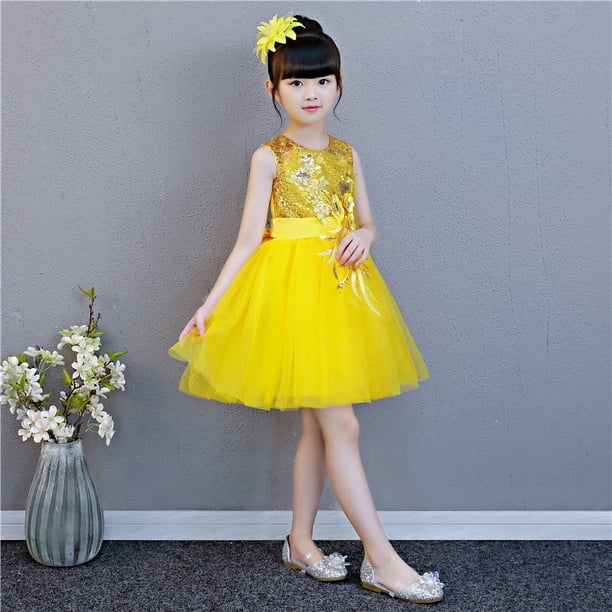 Vestido de princesa para niños del 1 de junio, falda con pompón de lentejuelas, vestido de gasa para coro de jardín de infantes, fiesta de Halloween y Navidad para niñas, escenario