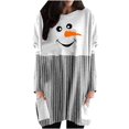 thumbnail image 2 of Qiopertas Haut d'Automne 2024 pour Femmes, Mode Féminine Imprimée Manches Courtes Col Rond Sachets Chandail, Robe/gris, (TTG), 2 of 6