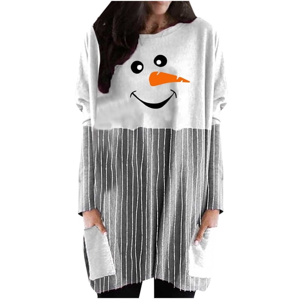 Vestido tipo jersey con cuello redondo y manga larga estampado a la moda para mujer Pompotops FGAJ10964
