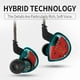 thumbnail image 2 of Auriculares Auriculares internos con cable KZ-ES4 Conector de 3,5 mm Auriculares Tecnología híbrida Música Sonido Audio Auriculares Correr Cable desmontable Verde Regular Inevent EL005464-03B, 2 of 7