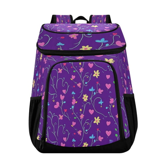 36 Can Capacity Insulated Backpack Cooler Lunch Bag for Picnics, Camping Small Pink Hearts