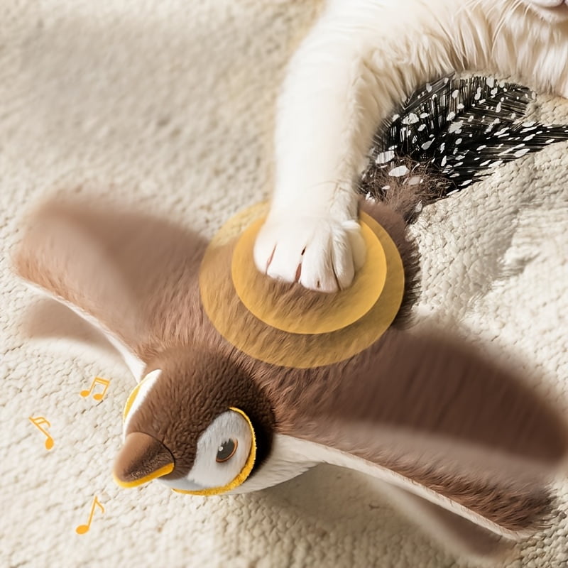 Interactive Cat Toy Bird – Realistic Sparrow Design with Feather Tail, Stimulates Hunting Instinct & Indoor Play, 6.5-inch Pet Toy for Kitten & Adult Cats
