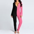 thumbnail image 4 of Plebaso Womens Long Sleeve Pajama Jumpsuit Patchword Romper Ladies Casual Long Home Pants, 4 of 7