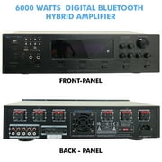 Technical Pro 6000W 6 Zone Bluetooth Hybrid Amplifier Preamp Tuner with Mic Inputs