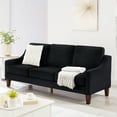 thumbnail image 3 of Modern 3 Person seat Sofa Couch with Scooped Armrest/Wood legs,Upholstered Velvet 3-seat Sofa with Removable Cushions for Livingroom Bedroom,Black, 3 of 6