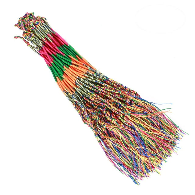 KAKOWELY 100pcs Colorful Handmade Braided Bracelets Assorted Friendship Thread Bracelets for Wrist Ankle (Random Style and Color)11.81"X0.01"X0.01"