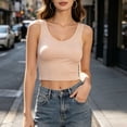 thumbnail image 2 of MVRLSH Womens Tank Tops Loose Fit Casual Racerback Comfy Built In Bra Sleeveless Workout Yoga Undershirt Tops Beige Size L, 2 of 7