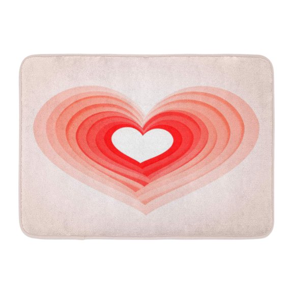 GODPOK Alone White Line Big Red Shiny Heart Beautiful Bright Design with Place for Text and Abstract Celebrate Rug Doormat Bath Mat 23.6x15.7 inch