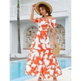 thumbnail image 4 of oyyn Women Elegant High Waist Floral Print Large Hem Long Party Dress Robe Female Clothes 2024 Chic Sexy Off The Shoulder Maxi Dresses XL, 4 of 6