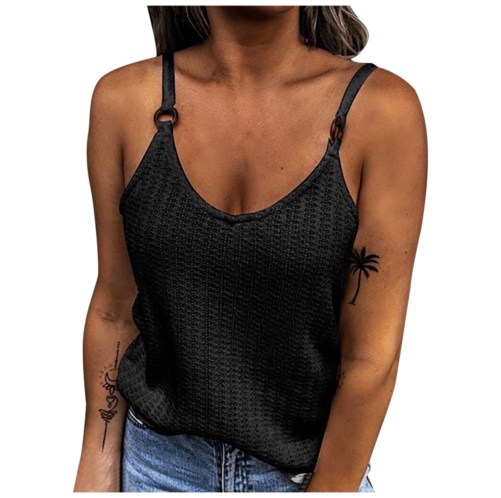 Women's Sleeveless Stretch Camisole Tank Top, Spaghetti Strap