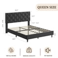 thumbnail image 2 of Velvet Upholstered Platform Bed Frame with Headboard, Queen Size Bed with Wooden Slats Support, No Box Spring Needed & Easy Assembly, 2 of 8