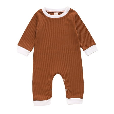 

Dadaria Baby Boys Girls Clothes Newborn Winter Outfits 0M-18M Newborn Infant Long Sleeve Solid Romper Jumpsuit Clothes Khaki 70 Toddler