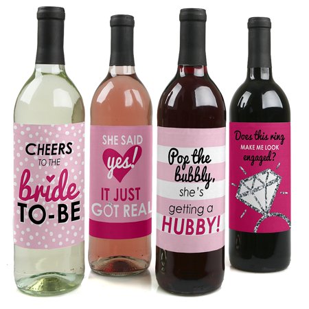 Bridal Party Jewelry Gifts - Bride-To-Be - Bridal Shower & Bachelorette Party Wine Bottle Labels - Classy Bachelorette Party Decorations for Women