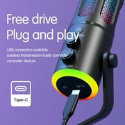 USB Gaming Microphone with RGB Light, PC Microphone W/Noise Cancellation, Computer Microphone for Gaming, Recording, Streaming, Podcast, Singing, Streaming