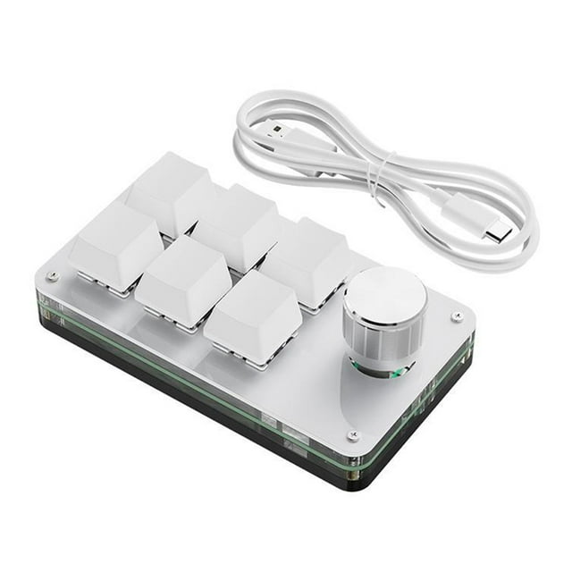 Clavier de Jeu Mécanique Multifonctionnel Maison Portable USB Pilote Sans Clavier Mini Programmable Clavier Bureau PC Portable Blanc