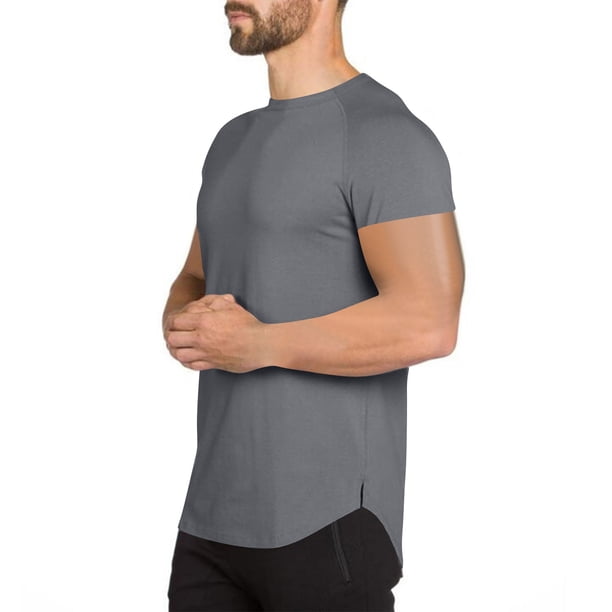 Tops para hombre, blusas y camisas de manga corta con cuello redondo para hombre, blusas deportivas de secado rápido de color liso para hombre, blusas de manga corta con cuello redondo para hombre