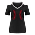 thumbnail image 3 of Wycnly Womens Blouses and Tops Dressy Beach Going out Plus Size Lightweight Comfy Cold Shoulder Tunic Shirts Summer Striped Print V-Neck Short Sleeve Cute Tees Tops Black l, 3 of 4