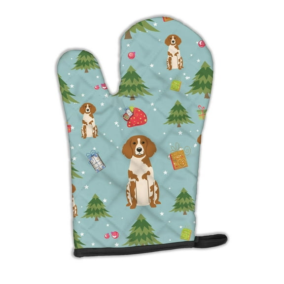 Christmas Brittany Spaniel Oven Mitt