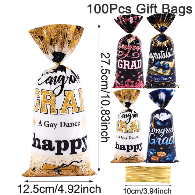 25/50/100pcs 2025 Graduation Gift Bags with Bachelor's Hat Design for Grad Photos & Parties Class Competition