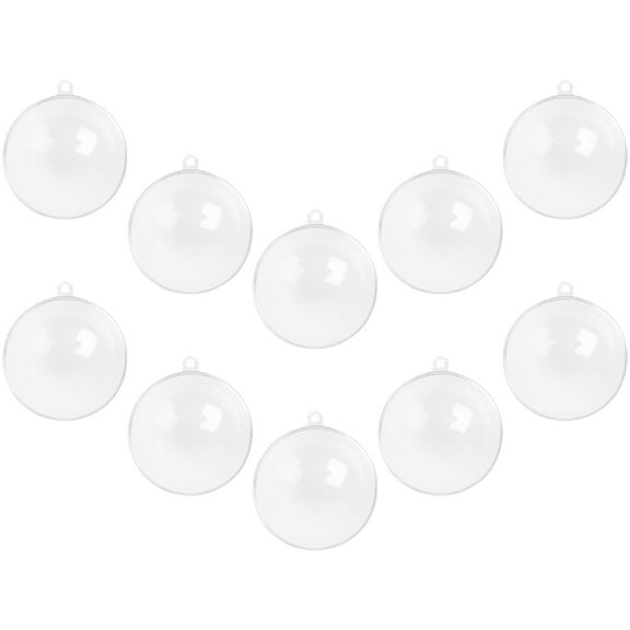 STRANDCHIC 10Pcs Clear Plastic Ornaments for DIY Xmas Tree and Festive Decor