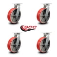 thumbnail image 2 of 10 Inch Extra Heavy Duty Red Poly on Cast Iron Wheel Swivel Caster Set of 4, 2 of 2
