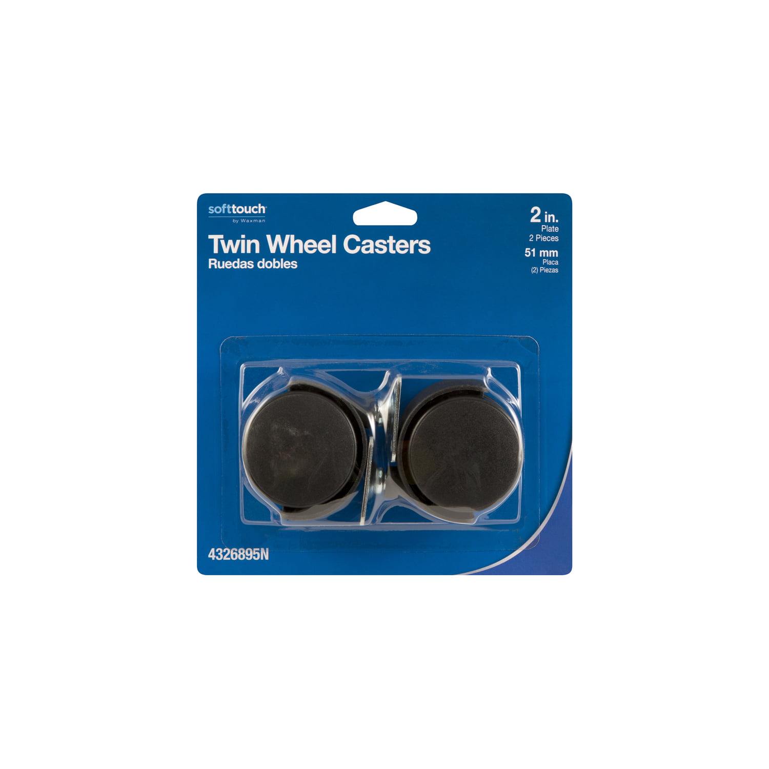 2 PACK SOFT TOUCH 2" TWIN WHEEL CASTERS #0449536 FOR CHAIRS DESKS CARTS Waxman 