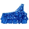 thumbnail image 3 of Rswnyirn Kids Girls Single Shoulder Sparkly Ballet Belly Dance Crop Top Shirt Vest Training Bra Royal Blue 8, 3 of 5
