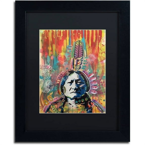 Trademark Fine Art "Sitting Bull 1" Canvas Art by Dean Russo, Black Matte, Black Frame