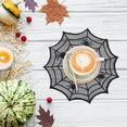 thumbnail image 5 of 2 Pcs Spider Web Halloween Table Placemats Black Laces Cobwebs Table Mats Halloween Spider Web Placemats Non-Slip Heat Insulated Black Web Dinner Place Table Mat for Halloween Party, 11.81", Black, 5 of 9