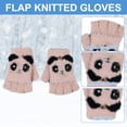 thumbnail image 3 of 2 guantes de lana con solapa de medio dedo de panda, de punto de felpa, resistentes al frío, gruesos, 747, 3 of 5