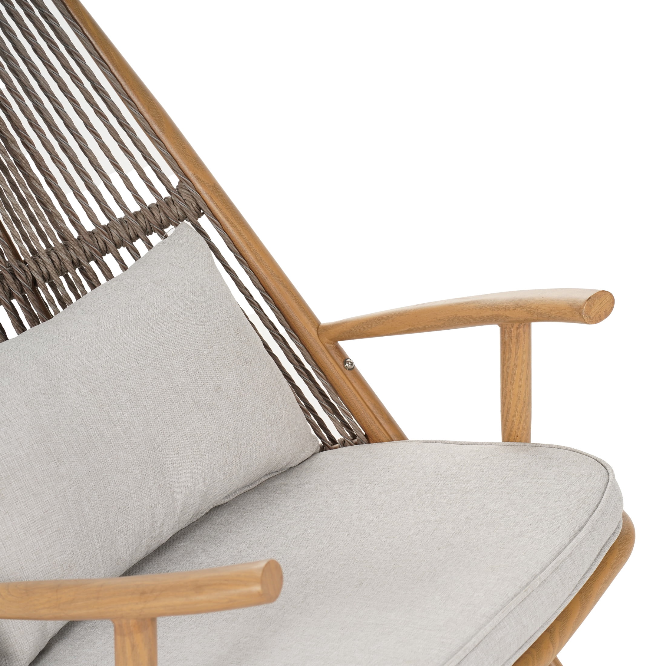 Christopher Knight Home Outdoor Iron Rattan Rocking Chair with 16.54" Side Table, Light Gray Cushion