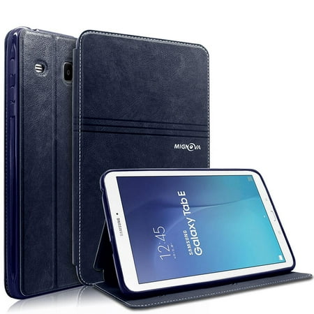 Goldcherry for Galaxy Tab E 9.6 SM-T560 Tablet Case,Flip Folio Wallet Case Multi-Angle Viewing Stand Cover Packet Auto Sleep/Wake for Samsung Galaxy Tab E 9.6 SM-T560/T561/T565/T567V(Blue)