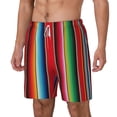 thumbnail image 2 of Balery Mexican Serape Blanket Stripes Mens Swim Trunks Swim Shorts for Men Quick Dry Inseam Beach Shorts with Compression Liner Pocket-3X-Large, 2 of 9