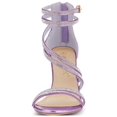 thumbnail image 6 of BLISSFUL STEP Women's Shoes Stiletto Heel Open Toe Ankle Strap Rhinestone Buckle Sandals Taro Purple 10, 6 of 7