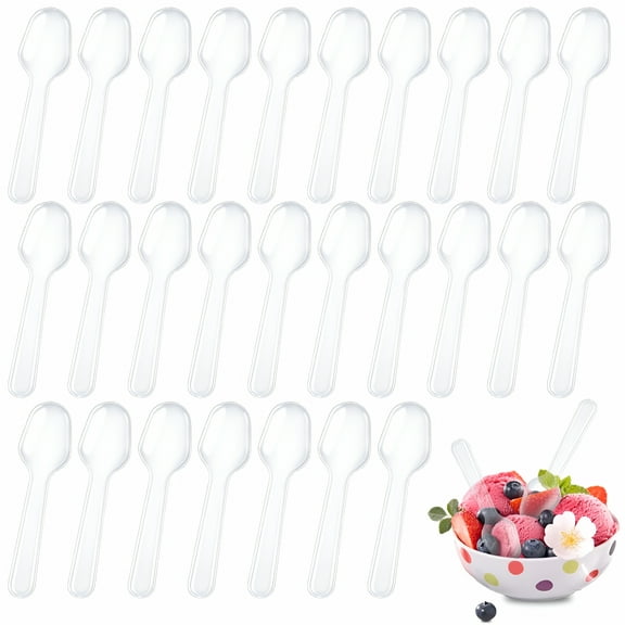 ACDANC 500Pcs Mini Spoons for Desserts,Clear Plastic Spoons,Disposable Clear Tasting Spoons,Small Dessert Spoons for Jelly Pudding Yogurt Ice Cream Desert Cake Appetizer (3 Inch)