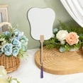 thumbnail image 4 of Unique Bargains Folding Fan 1 Pcs White Long Handle Round Xuan Paper Palm-Leaf, 4 of 5