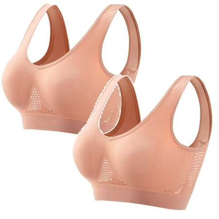 Kcodviy 2Pcs Womens Sports Bra Seamless Bras For Women Strapless Wirefree Breathable Yoga Bra Womens Sports Bras Comfort Sleep Bra Workout Wireless Bras For Women Support Running Womens Bras Push