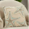 thumbnail image 3 of Fennco Styles Nautical Embroidered Starfish Cotton Decorative Throw Pillow 18" W x 18" L – Aqua Woven Cushion for Couch, Sofa, Bedroom, Office and Living Room Décor, 3 of 3