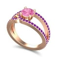 thumbnail image 2 of 2.50 Carat Round Cut Pink Sapphire & Amethyst Gemstone Luxurious Wedding Ring for Ladies Solid 14K Rose Gold Size 7 by Diamond-Capitals, 2 of 8