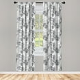 thumbnail image 4 of Ambesonne Tropical Window Curtains, Exotic Plantation Layout, Each 28" W x 63" L, Dimgray White, 4 of 4