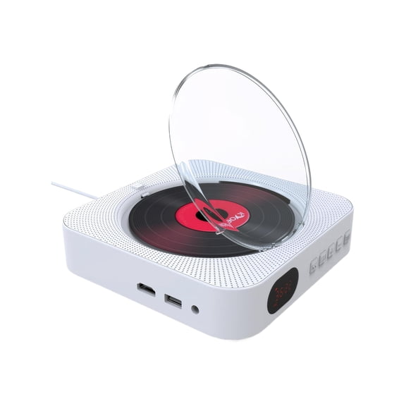 Matsuzay Reproductor de discos con sistema de altavoces duales incorporado Conexión Bluetooth Reproductor de DVD con altavoces Sistemas de cine en casa blanco