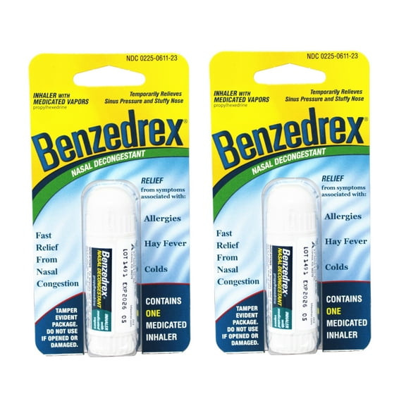 Benzedrex Nasal Decongestant Inhaler, Medicated Nasal Vapor Inhaler, 1 Count (pack of 3)