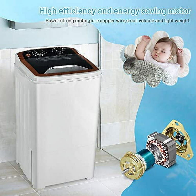 Portable Mini Washing XPB40-1208A-White Electric Compact Laundry Machines  Durable Design Washer, White and Orange 