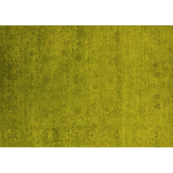 Ahgly Company Indoor Rectangle Oriental Yellow Industrial Area Rugs, 7' x 9'
