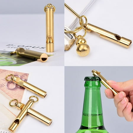 

Skpblutn Kitchen Product Whistle Chain Keyring Key Double Portable Tool Function Kitchen，Dining Bar Bottle Can Opener Gold