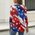 thumbnail image 5 of 4th of July Shirts Women Plus Size 3/4 Sleeve T Shirts Casual American Flag Print Tops USA 250th Anniversary Celebration Party Pullover Independence Day Patriotic Round Neck Blouses Vermilion 2XL, 5 of 5